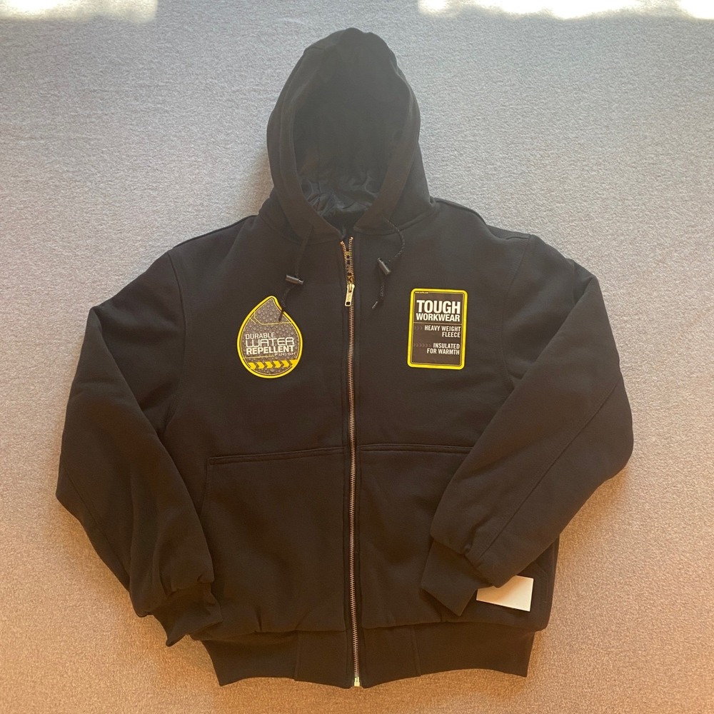 Walls Workwear Mens Black Water Resistant Hooded Bomber Jacket  Medium